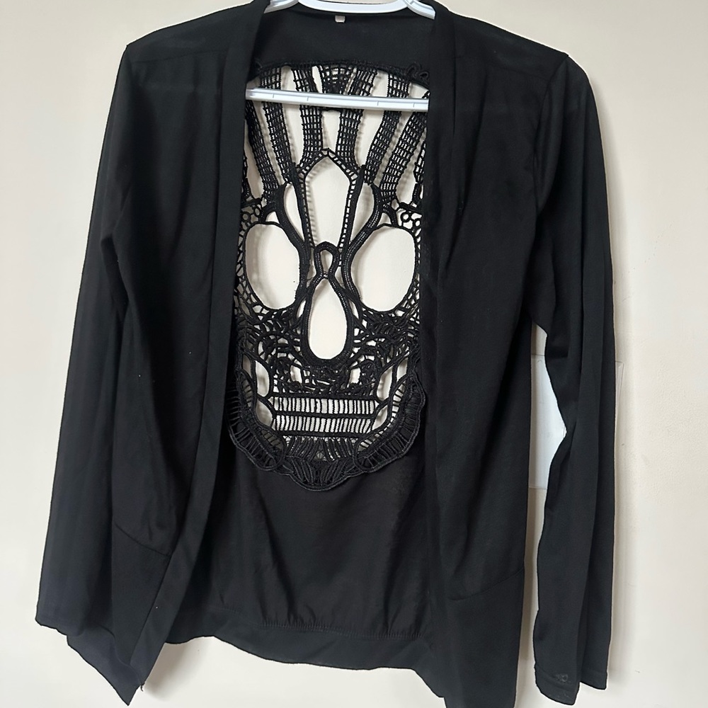 Black cardigan with skull detail